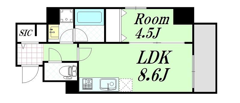 サンセール吹田(1LDK/2階)の間取り写真