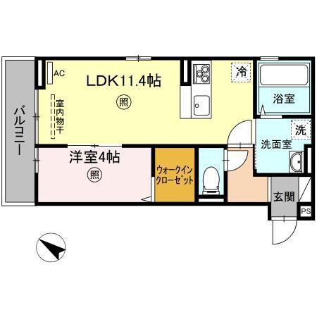 グラディート2(1LDK/2階)の間取り写真