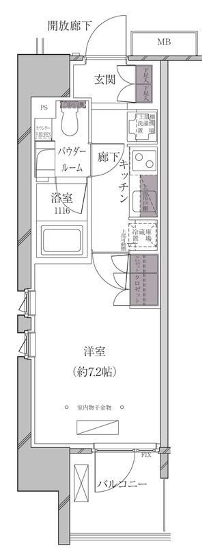 A-STANDARD芝浦(1K/11階)の間取り写真