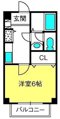 ヴィルヌーブ指扇(1K/1階)の間取り写真