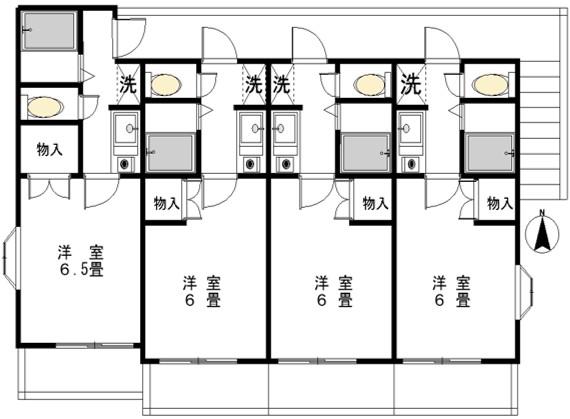レオパレス高松第一(1K/2階)の間取り写真