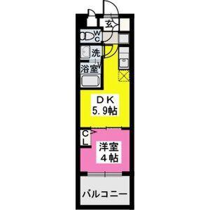 サンパティーク高宮(1DK/2階)の間取り写真