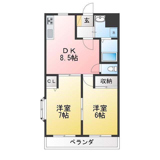 CONFORT N(2DK/2階)の間取り写真