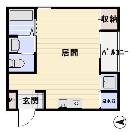 パインフィールド櫛川(1K/2階)の間取り写真