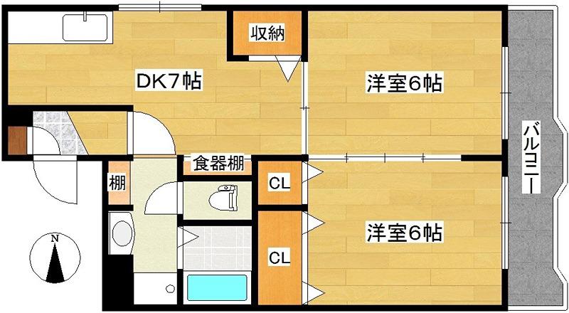ジュンハイツ(2DK/2階)の間取り写真