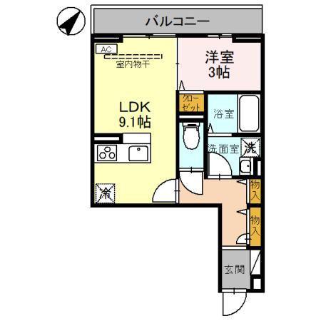 ラポーム西川口(1LDK/3階)の間取り写真