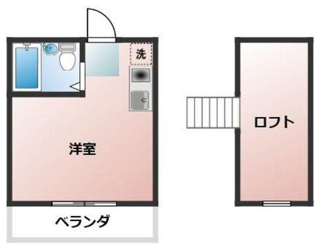 ロアールボネB(ワンルーム/2階)の間取り写真