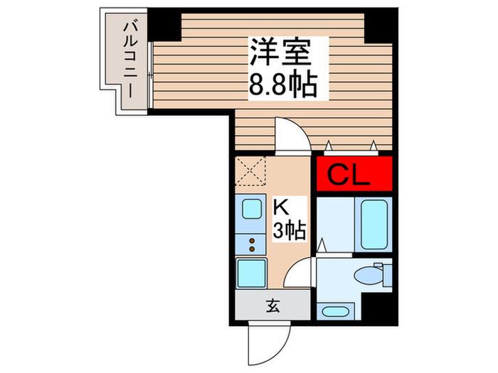 ノース FIELD 飯能(1K/2階)の間取り写真