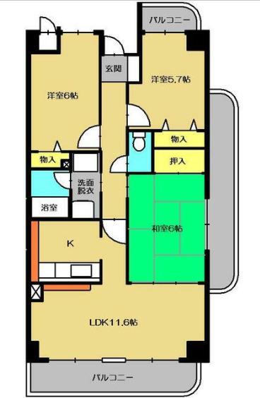 グラン新蔵(3LDK/2階)の間取り写真