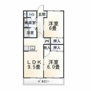 シャインハイム池端(2DK/4階)の間取り写真