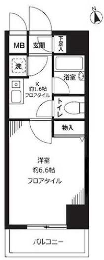 フォロス中村橋(1K/2階)の間取り写真
