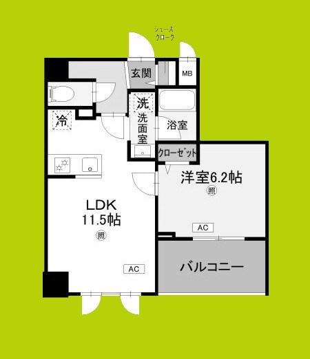 コンフォート泉尾(1LDK/4階)の間取り写真