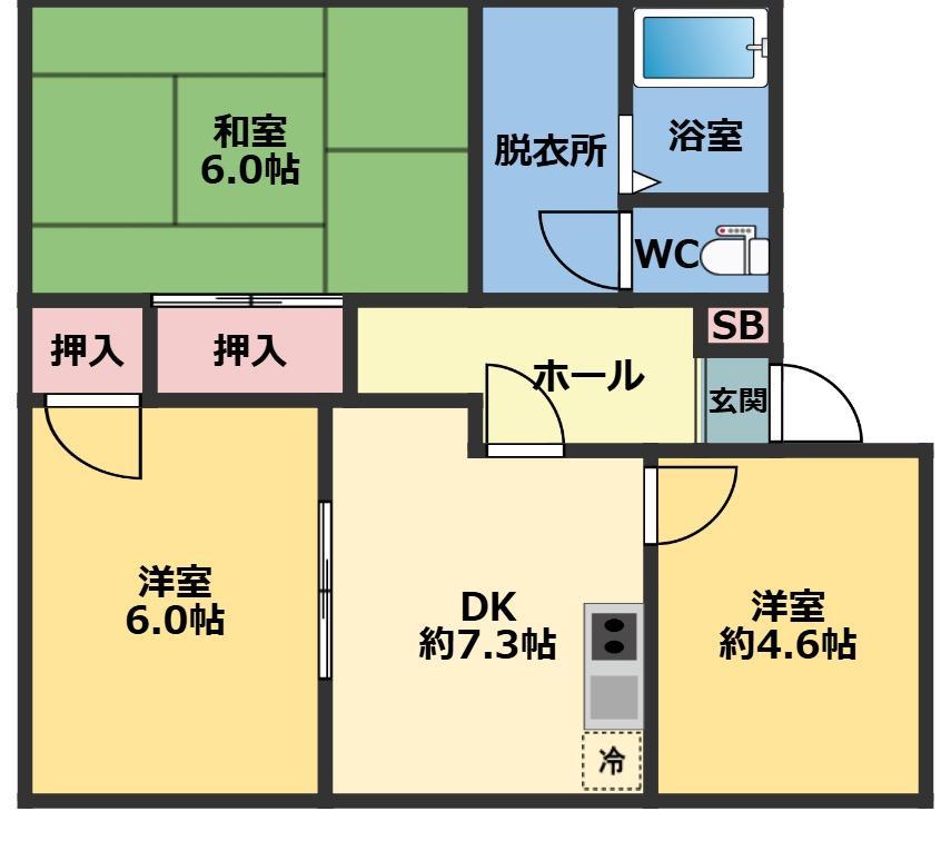 ひまわりガーデン柏V(3DK/1階)の間取り写真