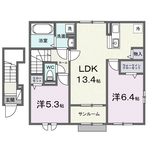 コンフィ(2LDK/2階)の間取り写真