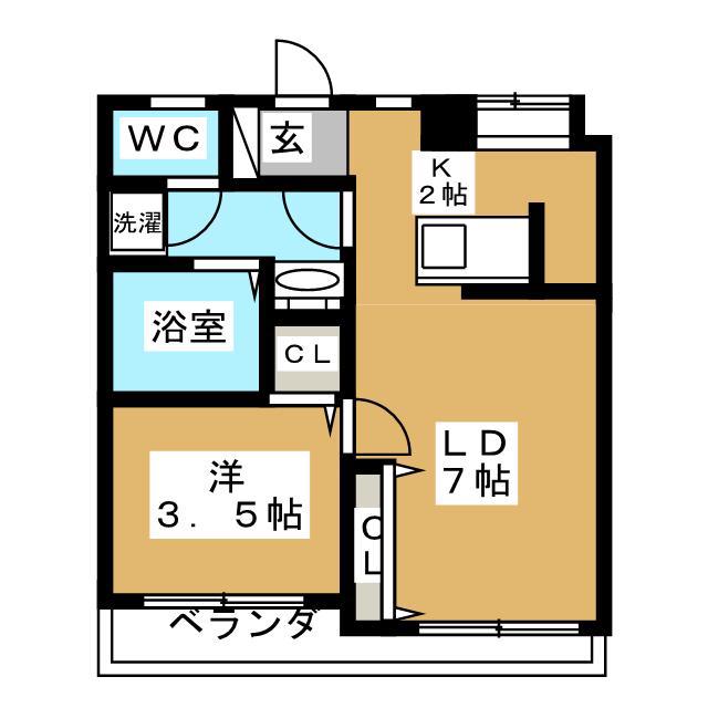 中岡ビル(1LDK/4階)の間取り写真