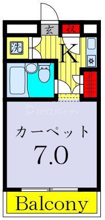 北斗ハイツ(ワンルーム/3階)の間取り写真