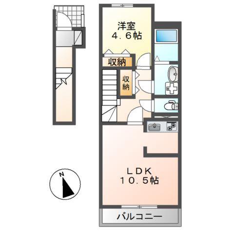 ショコラ(1LDK/2階)の間取り写真