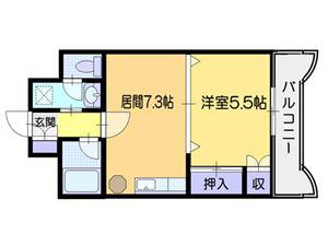 プレサント小樽稲穂(1DK/9階)の間取り写真