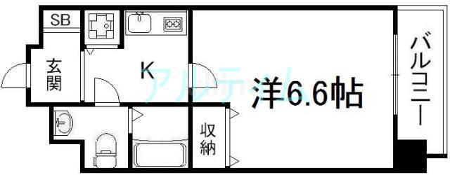 アクアプレイス京都御所ノ内(1K/5階)の間取り写真