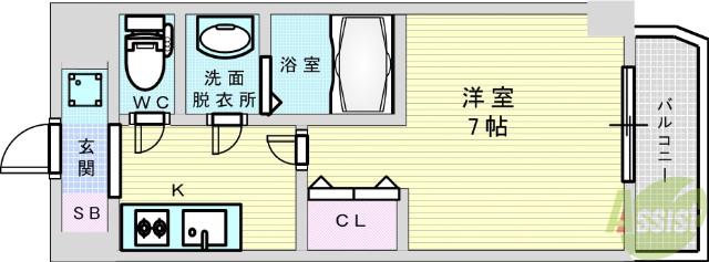 ウインズコート新大阪2(1K/5階)の間取り写真