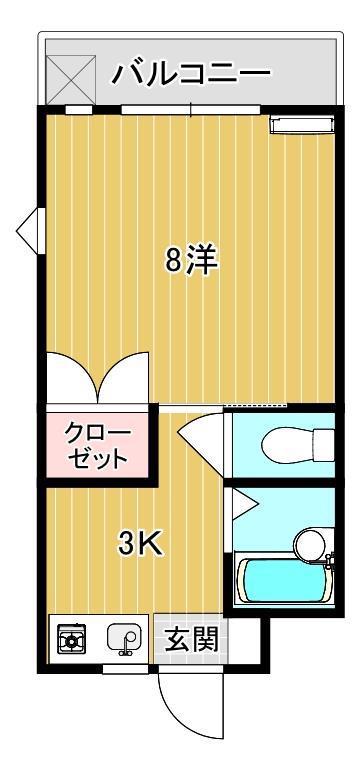 BRICK GARDEN(1K/2階)の間取り写真
