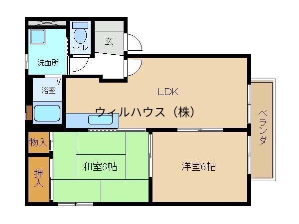 アミ緑町A.B(2LDK/1階)の間取り写真