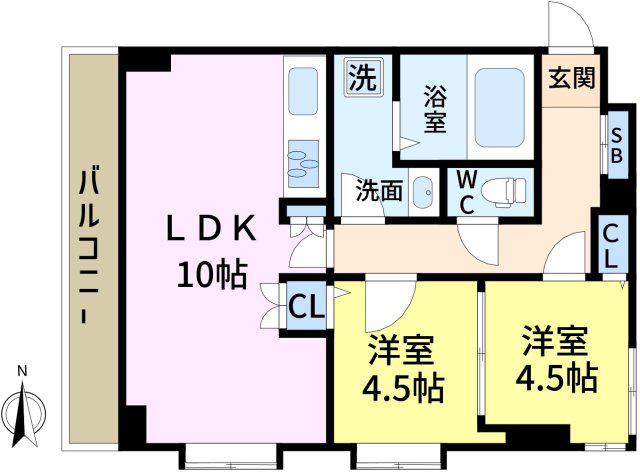 ライオンズマンション西新小岩(2LDK/2階)の間取り写真