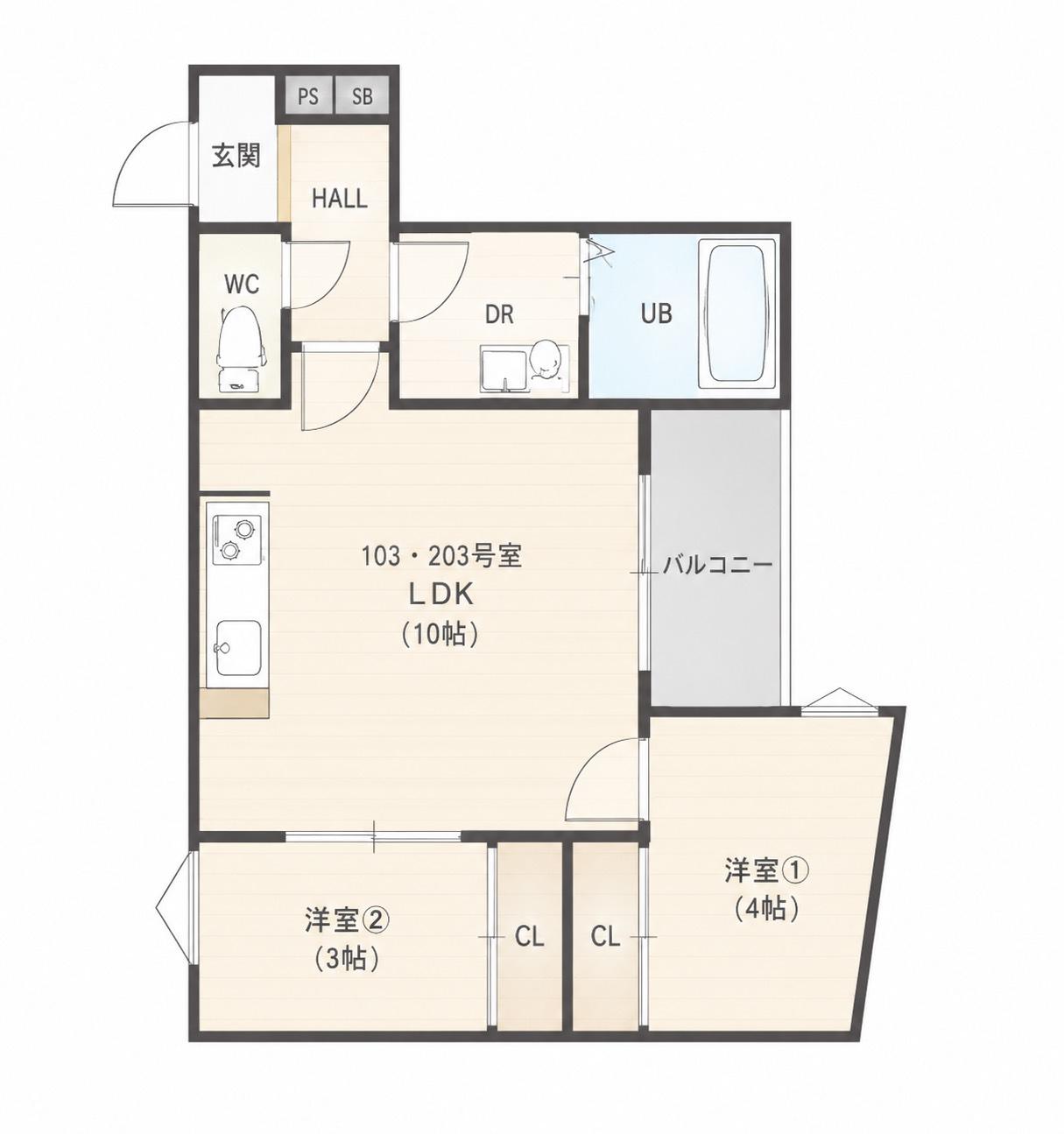 REGALEST-F 江波西(2LDK/1階)の間取り写真