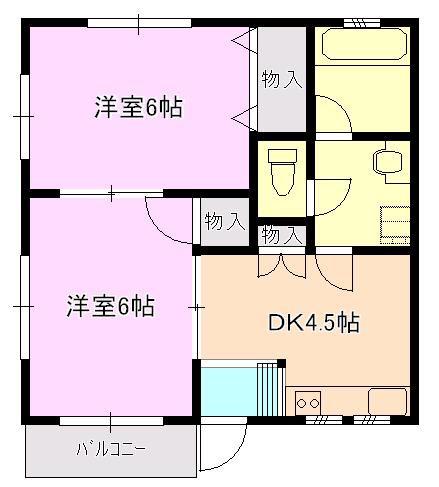 清新本所ハイツ(2DK/2階)の間取り写真