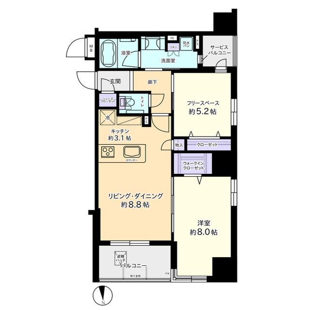 プレミア金沢芳斉(1SLDK/4階)の間取り写真
