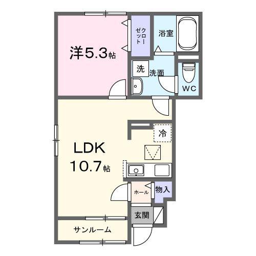 アリアーテIII(1LDK/1階)の間取り写真