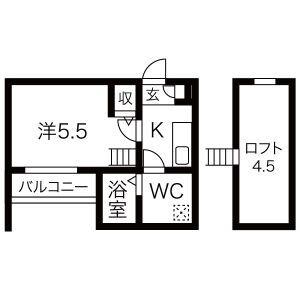 グラシア(1K/1階)の間取り写真