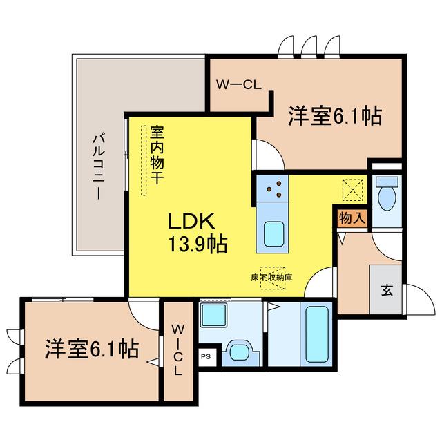 LUCE(2LDK/1階)の間取り写真