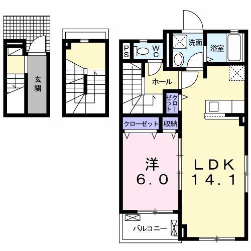 コテ・ド・パルクII(1LDK/3階)の間取り写真