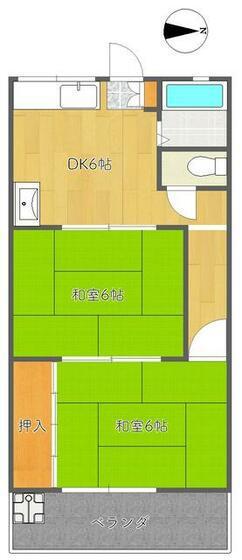 第3コーポ吉岡(2DK/1階)の間取り写真