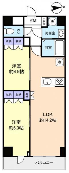 CHLORIS(2LDK/2階)の間取り写真