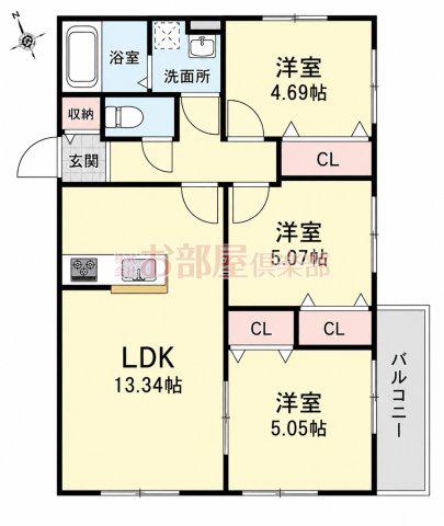 ラシックランテ・エテセゾン(3LDK/3階)の間取り写真