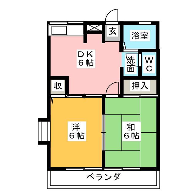 パレスエンドウA(2DK/2階)の間取り写真