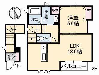 ネオ マーレ(1LDK/2階)の間取り写真