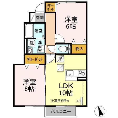 サンライズコーポA(2LDK/1階)の間取り写真