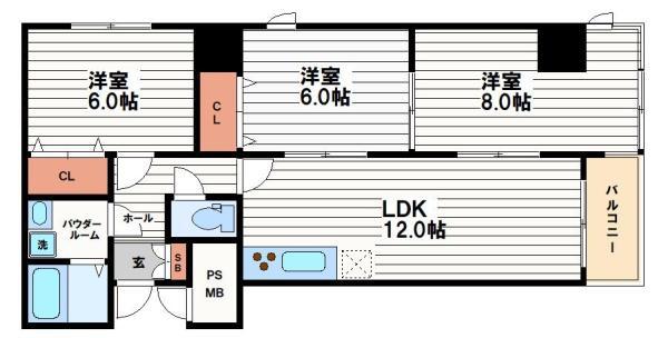 エフクレスト(3LDK/6階)の間取り写真