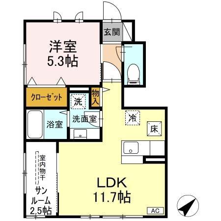 マ・シェリ・マユ(1LDK/1階)の間取り写真