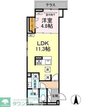セレスティア北小岩V(1LDK/3階)の間取り写真