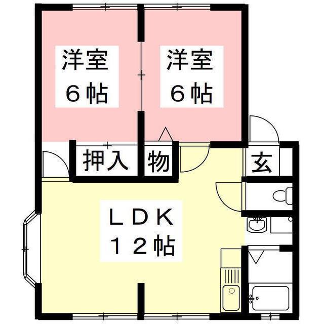 サンビレッジ浅野(2LDK/1階)の間取り写真