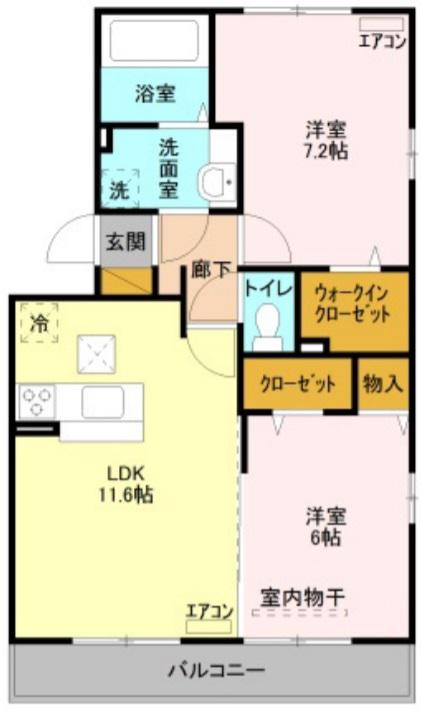 シャンティーユ曙台 II(2LDK/1階)の間取り写真