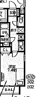 市谷薬王寺町YKマンション(1K/4階)の間取り写真