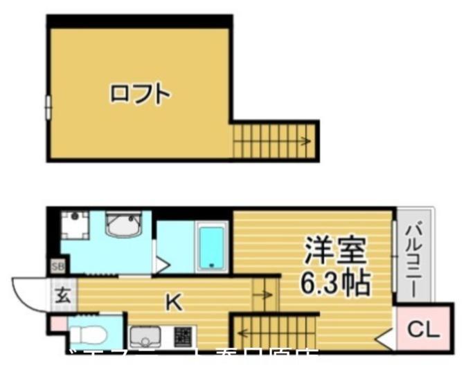 UNIVERS(1SK/2階)の間取り写真