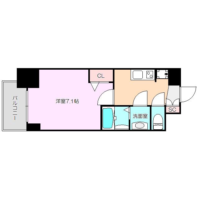 プレサンス新大阪ストリーム(1K/14階)の間取り写真