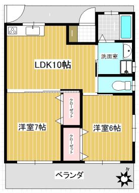 れもんハイツ(2LDK/3階)の間取り写真