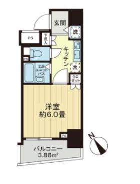 スカイコートヌーベル池袋(1K/8階)の間取り写真